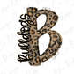 A stylized letter 'B' with a leopard print pattern, featuring the word "Bulldogs" written in cursive script.
