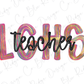 the word teacher written in black ink on a white background