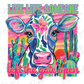 a cow with flowers on it's face and the words live like someone left