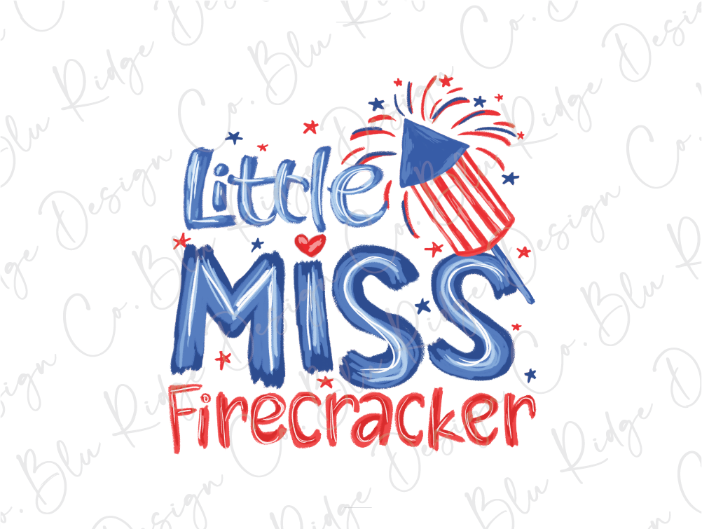a little miss firecrackerer with fireworks on it