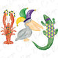 Mardi Gras Cajun Animal Trio Graphic T-Shirt