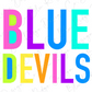 the text "BLUE DEVILS" in a colorful, stylized font.