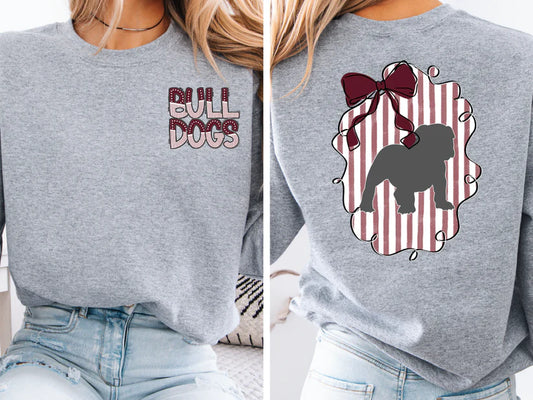 Preppy Bulldogs Coquette Graphic T-Shirt