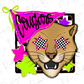 A cartoon image of a cougar wearing a pink and green checkered hat with the word "Cougars" written on it, surrounded by stars and other colorful elements.