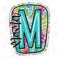 the letter m is made up of colorful flowers