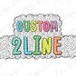 the word custom in a cloud with polka dots