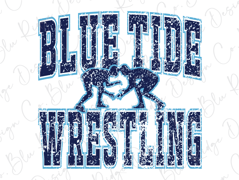 a blue and white t - shirt that says blue tide wrestling