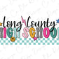 Checkered Retro Long County Schools Graphic T-Shirt