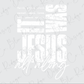 a repeating pattern of the phrase "All along" in various sizes and orientations, with the word "JESUS" prominently displayed in the center.