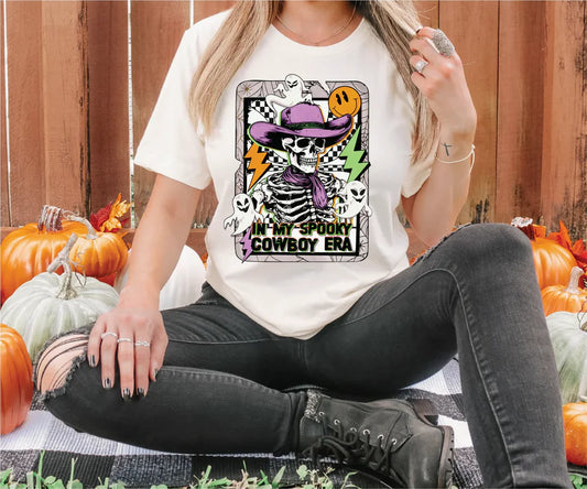In My Spooky Cowboy Era Skeleton Halloween Graphic T-Shirt