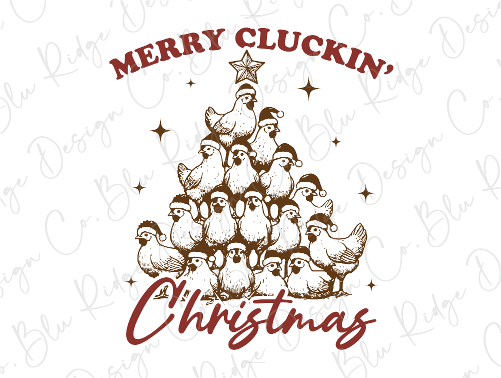 a christmas card with a flock of birds around a christmas tree