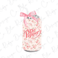 a can of dr pepper with a pink bow