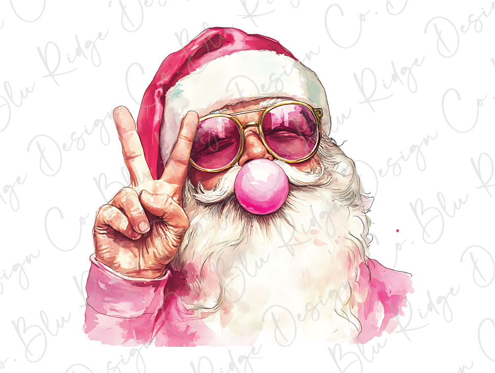 a watercolor painting of a santa clause giving the peace sign