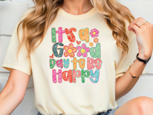 a woman wearing a t - shirt that says happy birthday