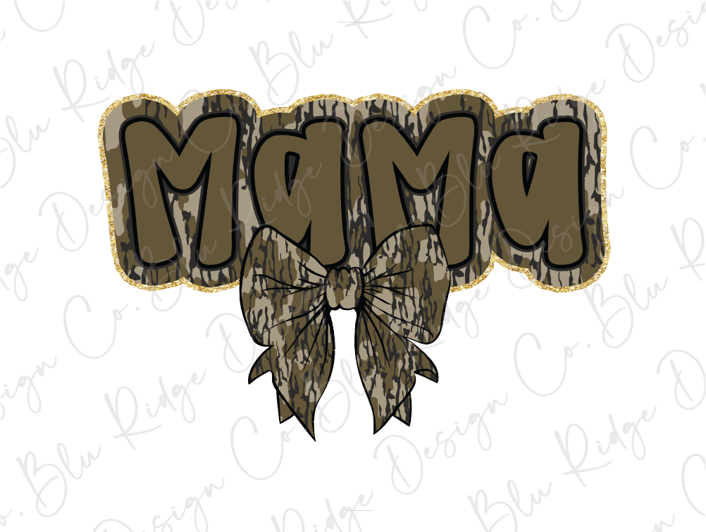 the word mama with a bow on it