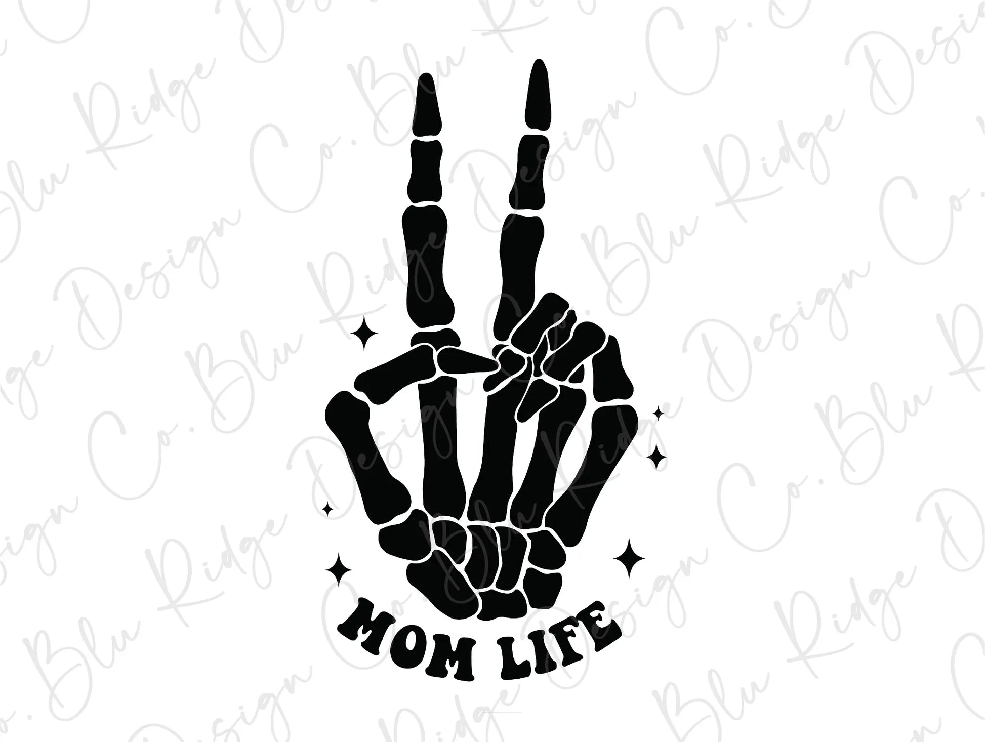 a black and white image of a hand holding the word mom life