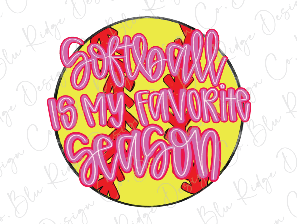 a yellow and pink circle with the words softball is my favorite team