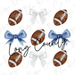 a set of four footballs with bows and the word long county