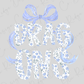 the word "DRAGONS" written in a stylized, floral-patterned font, with a blue ribbon-like design above the letters.
