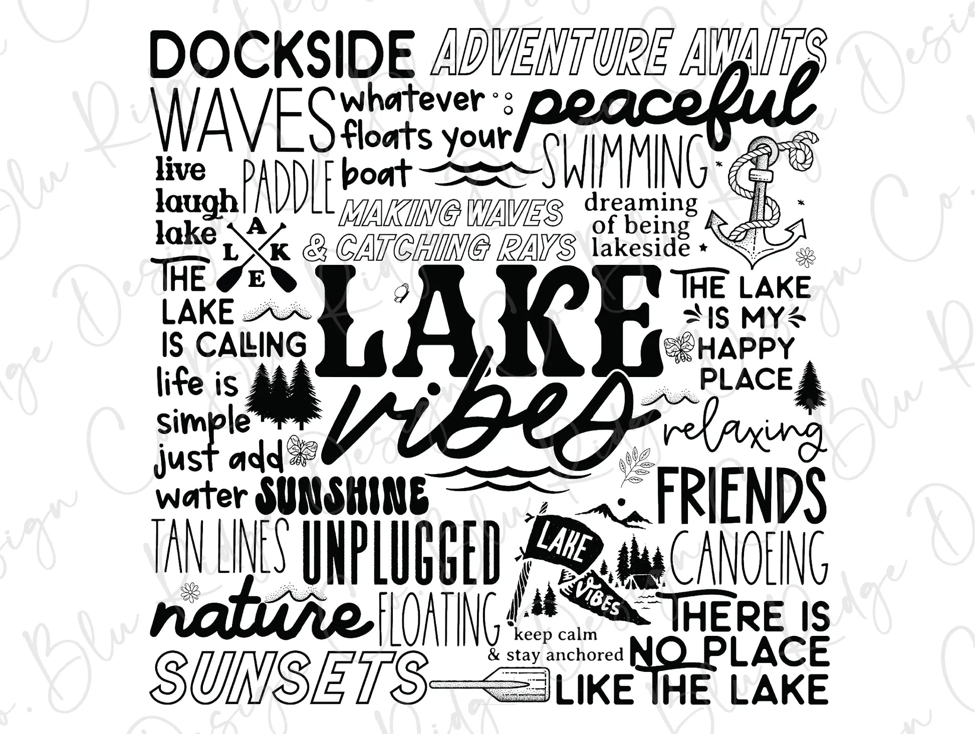 a black and white poster with the words lake vibe