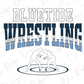 a blue and white logo with the words blue tide wrestling