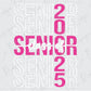 a pink and white sign that says senior year