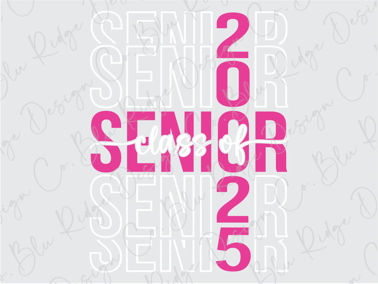 a pink and white sign that says senior year