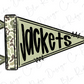 A flag with the word "JACKETS" written on it in a stylized font.