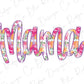 the word mama written in pink and orange flowers