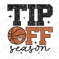 a basketball with the words tip off season on it