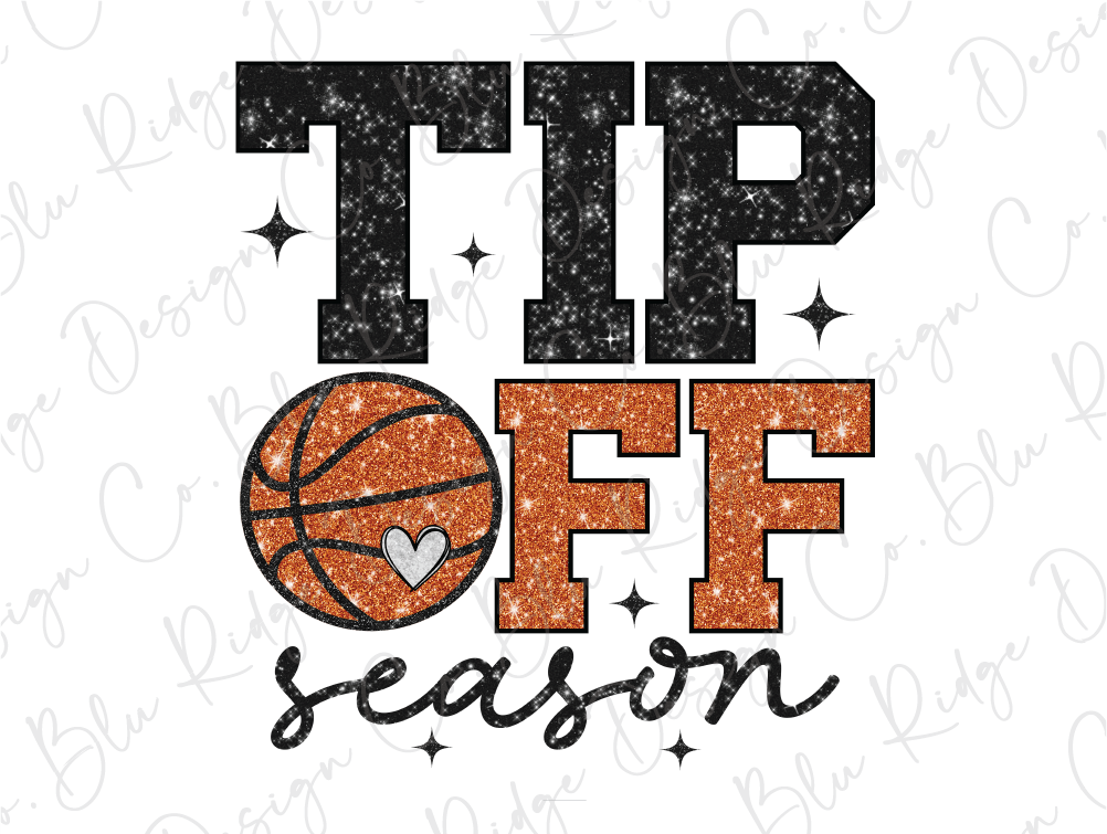 a basketball with the words tip off season on it