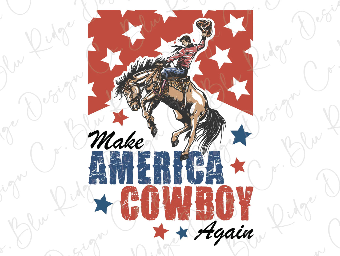 a cowboy riding a horse with stars on it