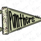 A flag with the word "Panthers" written on it, featuring a camouflage pattern.