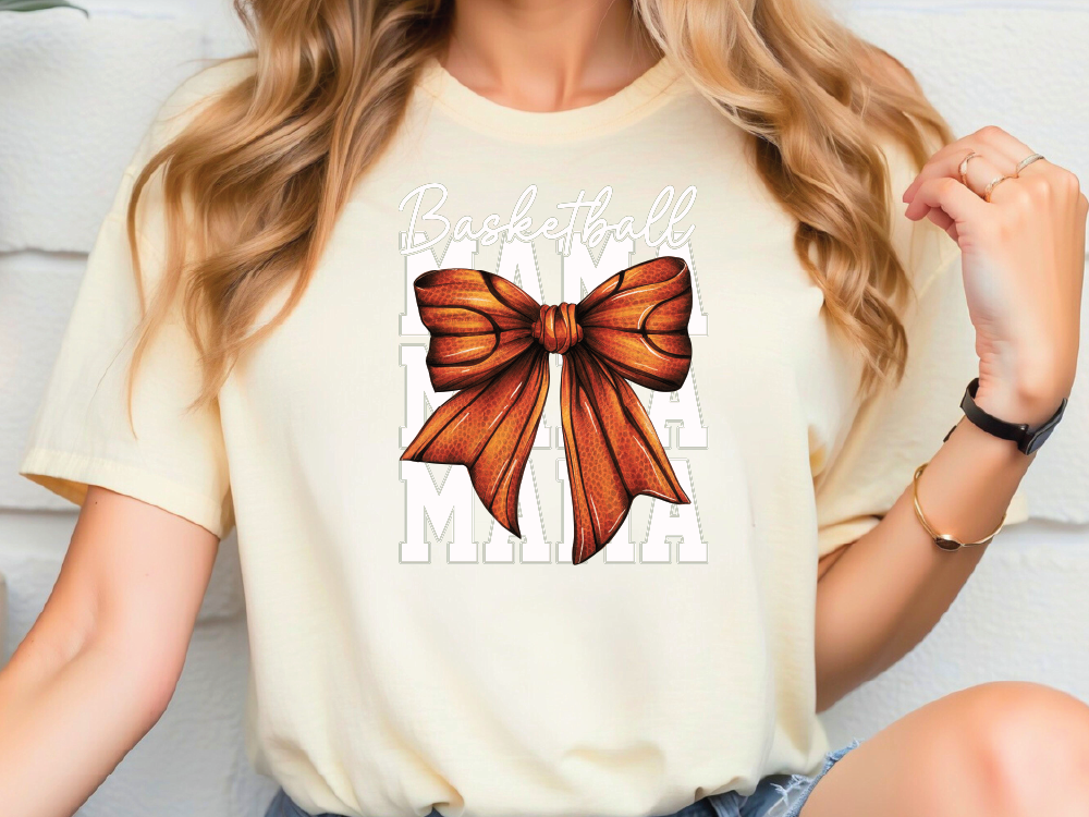 Basketball Mama Bow Graphic T-Shirt