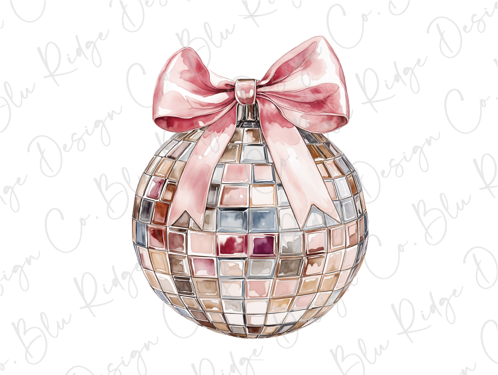 a christmas ornament with a pink bow on it