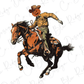 a drawing of a cowboy riding a horse