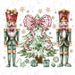 a watercolor painting of two nutcrackers next to a christmas tree