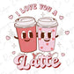 I Love You A Latte Retro Coffee Funny Valentines Day Graphic T-Shirt