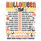 a poster with a list of halloween activities