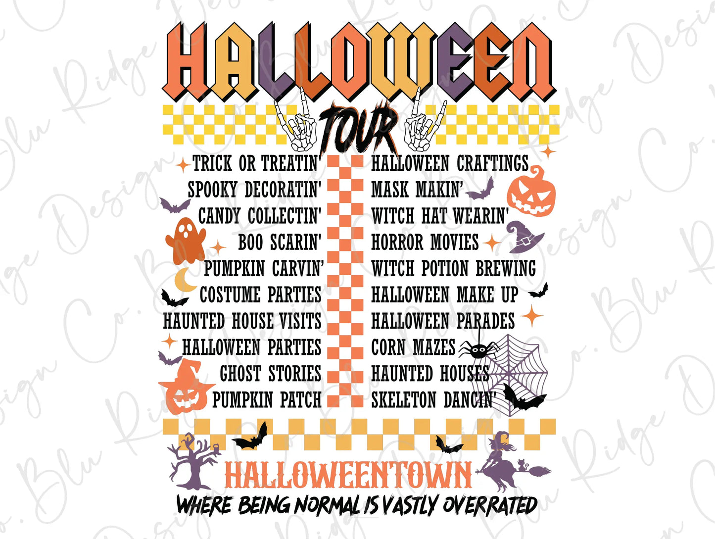 a poster with a list of halloween activities