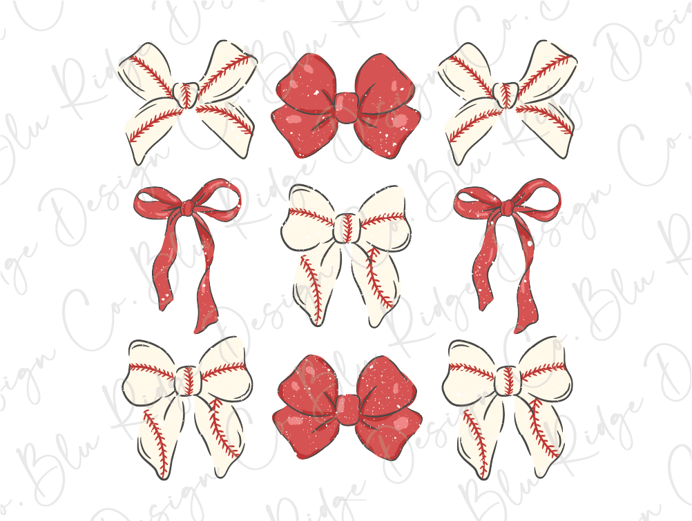 a set of red and white bows on a white background