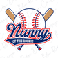 a baseball and two baseball bats, with the text "Nanny of the Rookie" written below them.