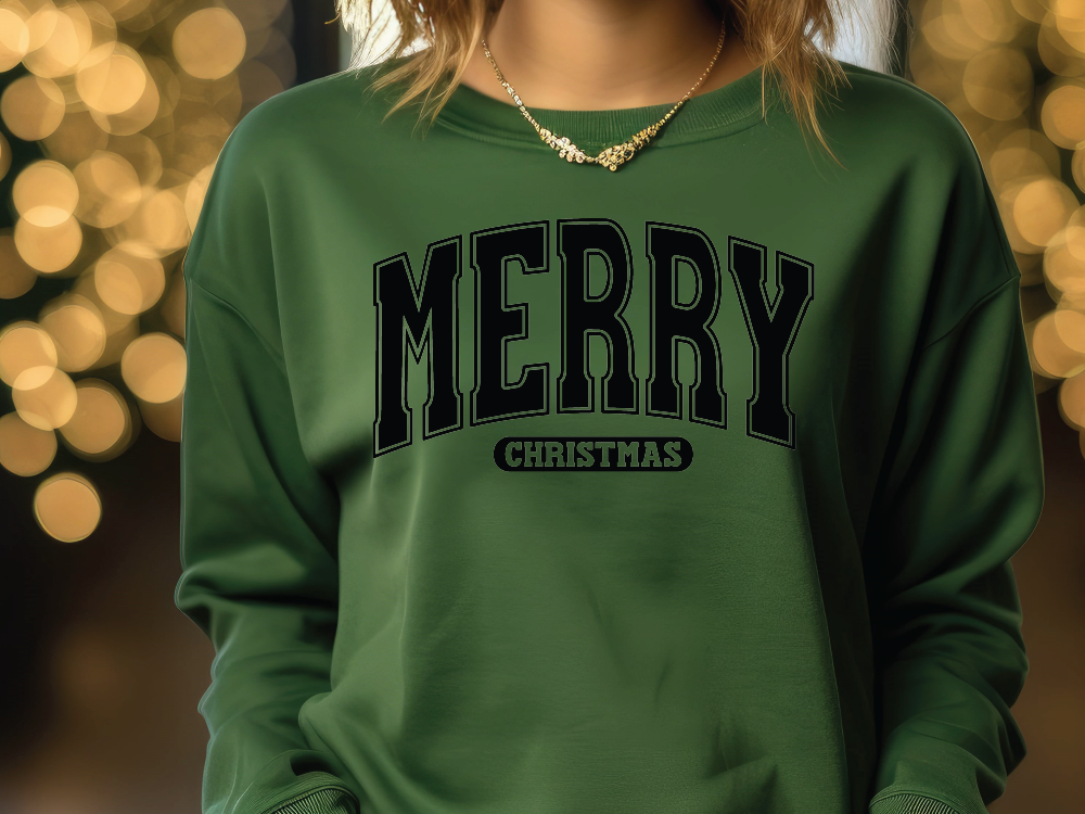 Merry Christmas Black Banner Graphic T-Shirt