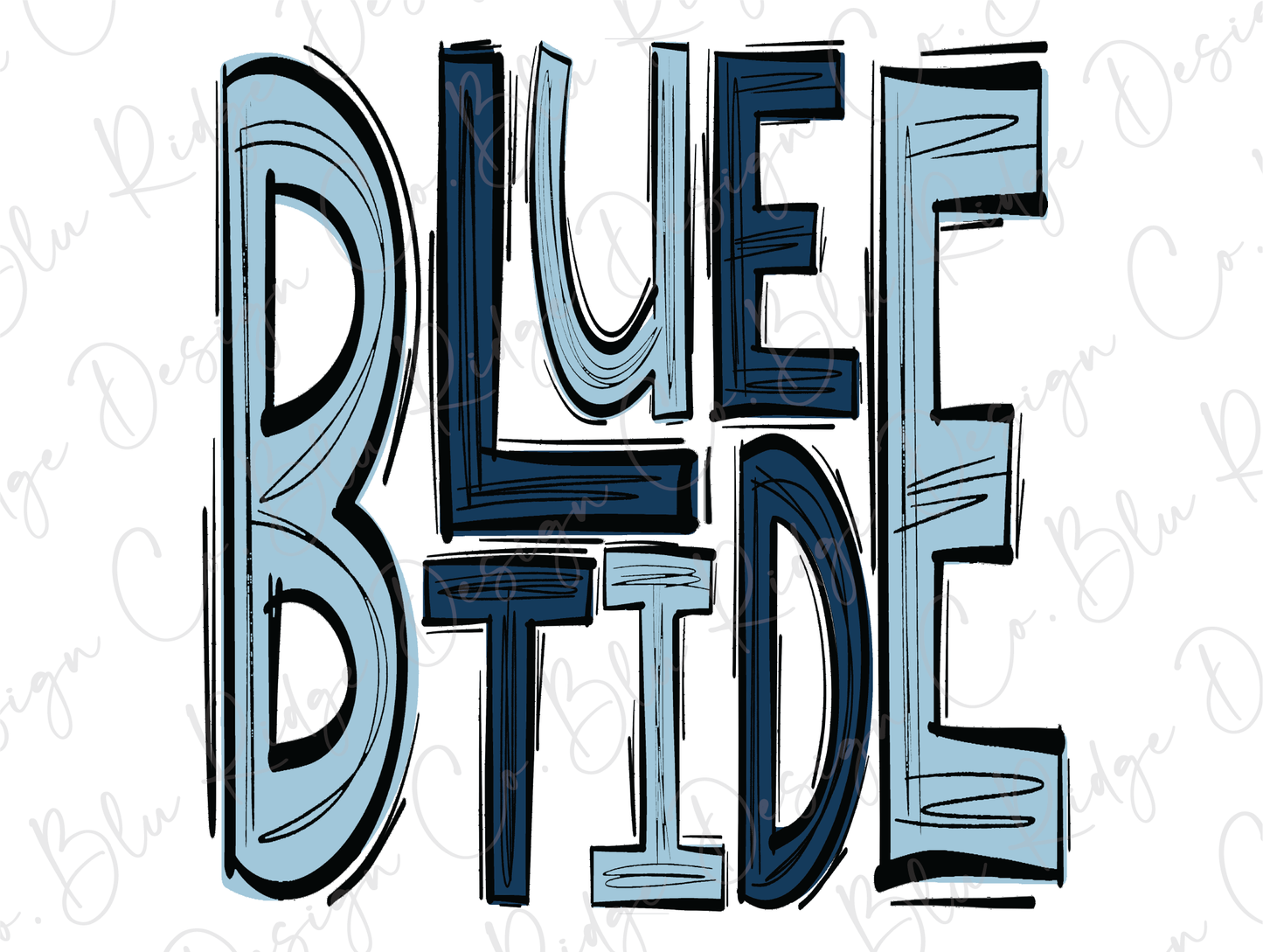 Long County Blue Tide Scribble School Spirit Team Mascot Graphic T-Shirt