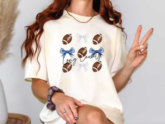 Long County Gameday Football School Spirt Coquettes Graphic T-Shirt