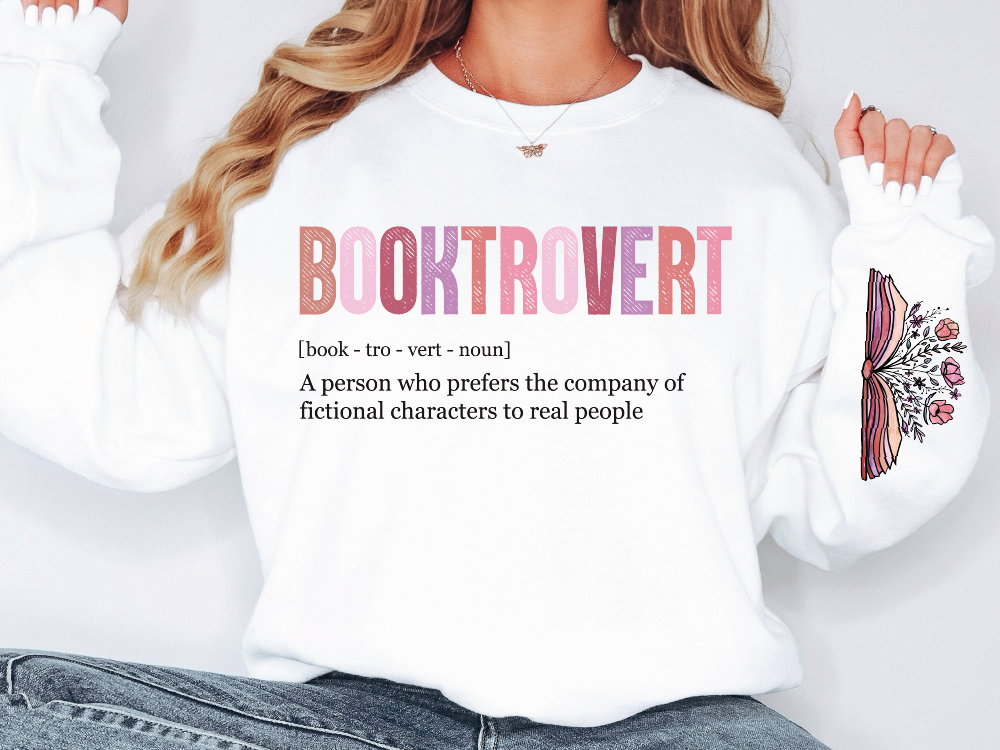 Booktrovert (Front/Sleeve) Combo Graphic T-Shirt