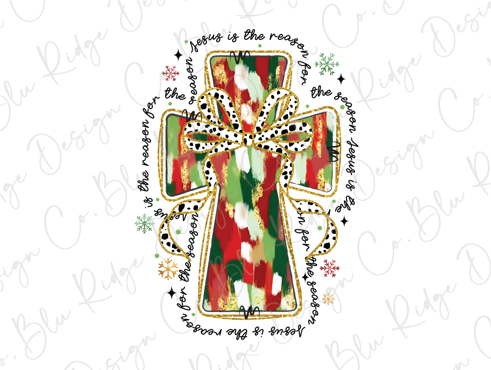 Jesus is the Reason for the Season Faux Coquette Glitter Cross Graphic T-Shirt