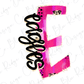 a pink and black design with the word "Eagles" written in cursive.