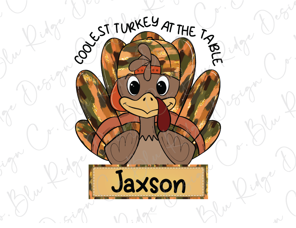 a turkey with a name tag on it