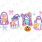 a group of halloween ghost cut outs on a white background